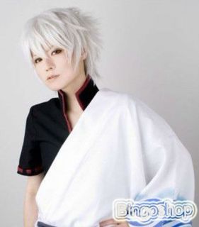 Sakata Gintoki GIN TAMA Cosplay Short Wig Party Hair silver white 