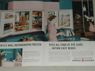 1955 General Electric 2 page advertisement, Wall Mount fridge, Cool 