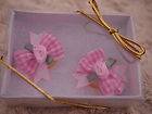 Pair Rose Pink Handmade Craft Pet Dog Puppy Ribbon Hair Bows W/Gift 