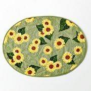 FALL Autumn Thanksgiving Placemat Green Quilted Sunflower Reverse to 
