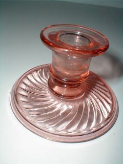 Pink Depression Glass Twisted Optic SPIRAL/SWIRL Candle Holder/Candleh 