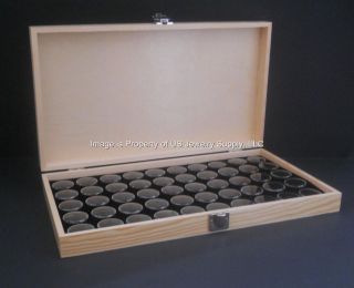   Wood Black 50 Jar Coin Gems Body Jewelry Artifact Storage Display Case