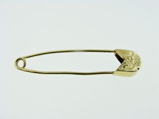 14K Polished Solid Yellow Gold Safety Pin Brooch