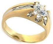 Mens 2.05ct Simulated Diamond 18kt Gold Plated Ring
