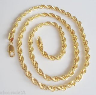 C010   Solid 18K yellow gold plated classic Rope Chain 24 inch
