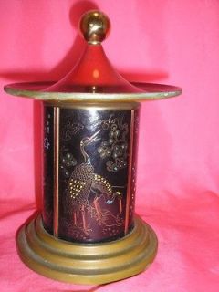   Retro Cigarette Holder Humidor Tobacco Table Top Asian Brass Enameled
