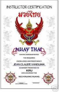 Muay Thai INSTRUCTOR Certificate   11X17   traditional