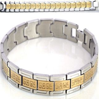   Steel Bangle Gold Silver Link Wristband Chain Mens Bracelets Gift