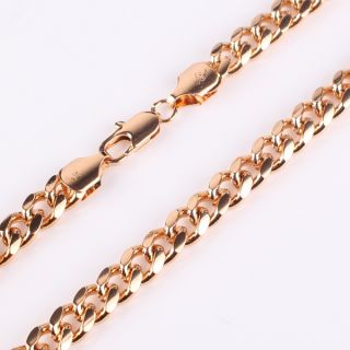 Heavy 18k solid gold filled men bling bling cuban link chain necklace 