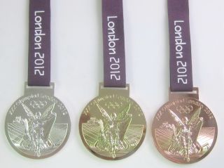 Commemorative 2012 London Olympic Gold Silver Bronze Medal With Ribbon 