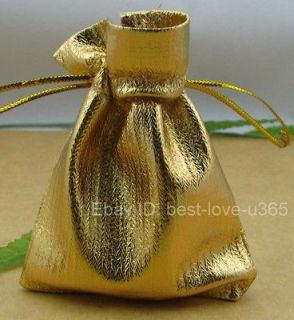   FREE SHIP 100pcs Golden Plated Gauze Charms Jewelry Bag 90X70MM BE444