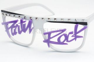   Rock LMFAO Retro Celebrity Glasses Sunglasses Wayfarer Puprle White