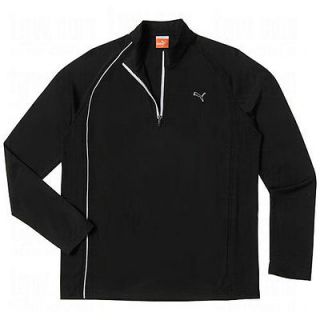 NEW 2012 Puma Mens Golf 1/4 Long Sleeve Polo Shirt Top Black Small 