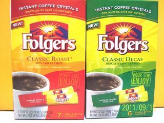Folgers Coffee On the Go Instant Coffee Packets Classic or Decaf