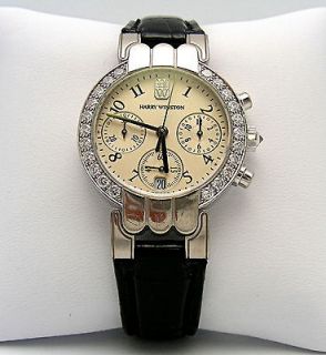 Harry Winston Premier 18K White Gold Diamond Chronograph Wrist Watch