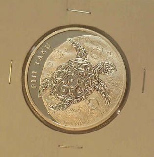 2012 1 oz Silver HAWKSBILL TURTLE FIJI TAKU S$2 Coin GEM/BU .999 