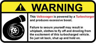 Volkswagen Turbo Warning decal sticker gti passat scirocco golf beetle