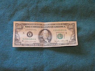 1985 Federal Reserve One Hundred 100 Dollar Franklin Note Bill E 