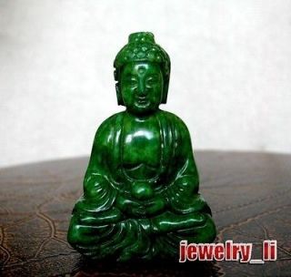 Classic Statue Statuary Carving Figures Lucky Green Jade Buddha