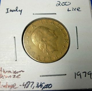 1979 Italian COIN, 200 LIRE, Italy REPVBBLICA ITALIANA