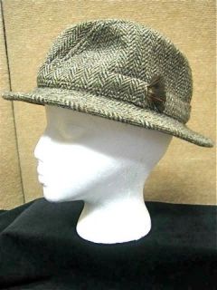Ireland Donegal Herringbone Tweed Bucket Fedora Hat Med