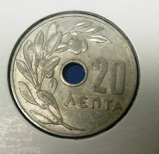 1964 Greek / Greece 20 Lepta COIN, apaxmai