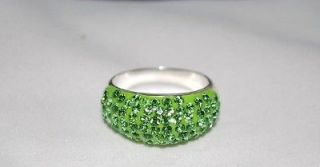 New Sterling Silver Green Pave Crystal Ring David Sigal