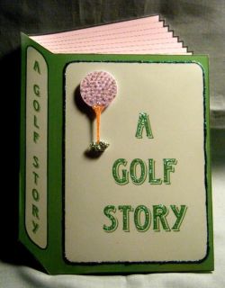 Handmade Greeting Card   GOLF STORY Faux Book 3D Multi Occassion Card