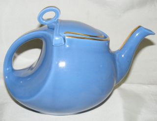 Hall Streamline 6 cup Teapot   Dresden Blue w/ Gold Trim