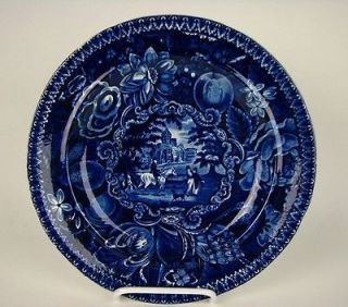   Dark Blue Staffordshire Dinner Plate Biddulph Castle by R.Hall Clean
