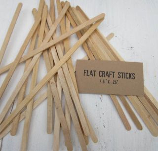 200 Slim Craft Sticks  Natural Wood   Flat Dowels   7.5 inches long