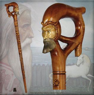   ART NATURAL HANDLE CARVED CRAFTED WOODEN WALKING STICK CANE STAFF MAN