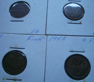 LOT 4 Canada Canadian small cents one cent penny coin 1936   1943