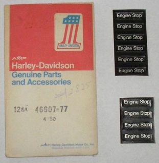 10 OEM Stop Switch Decals Stickers AMF Harley Shovelhead Part 46907 77 