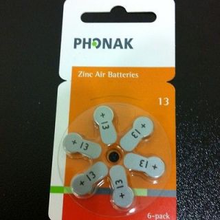 Phonak Hearing Aid Aids Zinc Air Battery Batteries Size 13   6 pieces