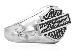 Womens Harley Davidson Hammered and Fluer De Lis Signet Ring. HDR0284