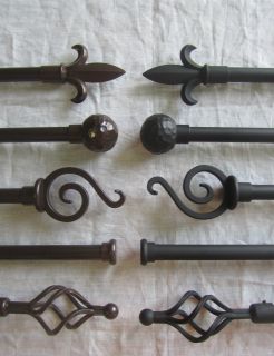   Forged Iron Collection Window Drapery Curtain Rod Sets, 3/4 Ajustable