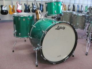 Ludwig Classic Maple Drum Set 3 PIece Green Sparkle Shell Pack   MADE 