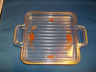 Antique Flowered Ribbed Glass Refrigerator Tray
