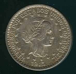 BRAZIL SCARCE BEAUTIFUL 500 REIS 1913 COIN UNC. L@@K