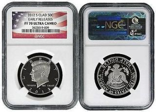 2012 S 50C Kennedy Clad Half NGC PF70 UC Early Releases Flag Label