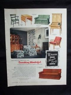   Original 1952 Willett Solid Lancaster County Maple Furniture Ad