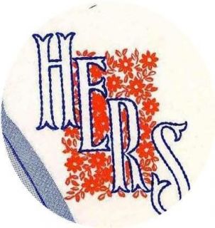   Hand Embroidery Pattern 133 His Hers Mr Mrs for Guest Towels 1940s
