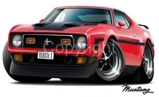 1971 1972 Mach 1 Mustang Cartoontees Mens Tshirts 7307 Muscle Car Ford 