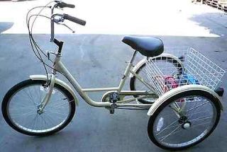 Gomier 3 WHEEL Adult Tricycle 24 Trike 6 SPEED Bike Ivory