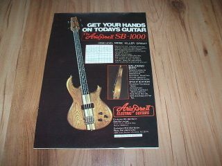 Aria Pro II SB 1000 bass guitar 1979 magazine advert