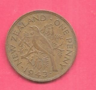 NEW ZEALAND KM13 1943 XF SUPER LARGE BRONZE OLD WWII PENNY COIN FREE 