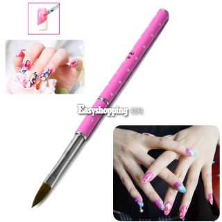 NO.8 Crystal Brush Powder Tool Pink New Nail Carving Pen Art Acrylic 