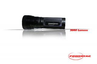 Powertac X3000 LED Flashlight 3000 Lumens Charger and 6 battery Combo