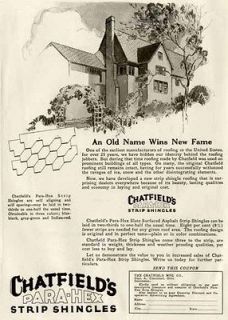   1925 AD FOR CHATFIELDS PARA FLEX ASPHALT STRIP ROOFING SHINGLES